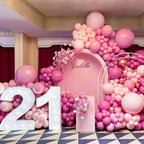PartyWoo Hot Pink Balloons 140pcs – 18/12/10/5in Magenta Arch Garland Kit for Weddings & Parties