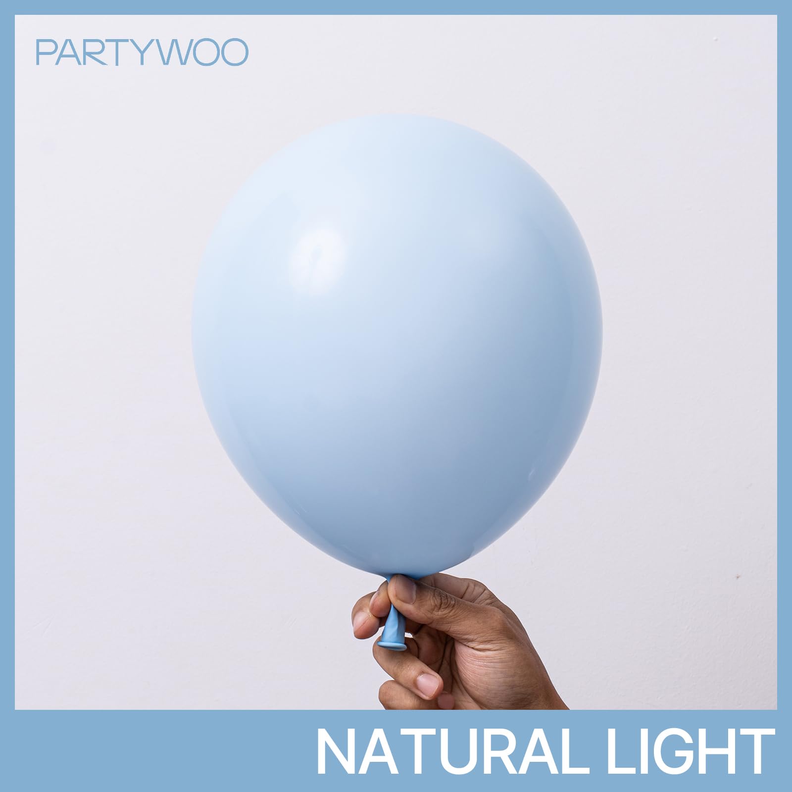 PartyWoo Baby Blue Balloons 120pcs – 18/12/10/5 Inch Arch Kit, Light Pastel Sky Aqua