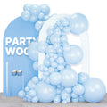 PartyWoo Baby Blue Balloons 120pcs – 18/12/10/5 Inch Arch Kit, Light Pastel Sky Aqua