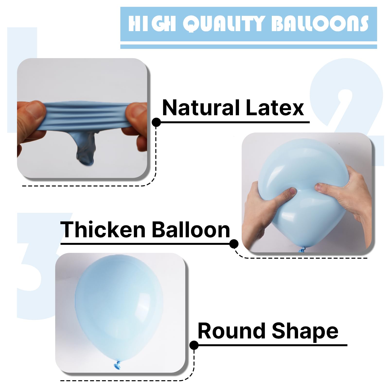 PartyWoo Baby Blue Balloons 120pcs – 18/12/10/5 Inch Arch Kit, Light Pastel Sky Aqua