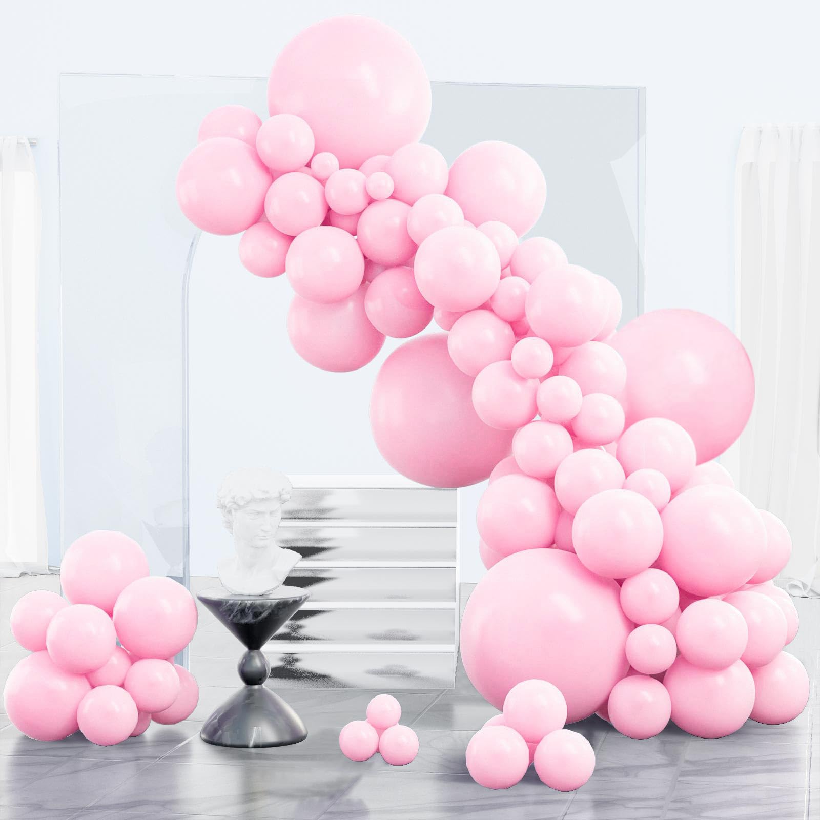 PartyWoo Baby Pink Balloons 152 pcs | Pastel Arch Kit for Baby Shower & Birthday