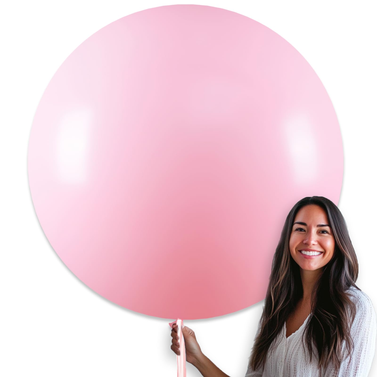 PartyWoo Baby Pink 36in Balloons – 4pc Pastel Latex for Baby Showers & Celebrations