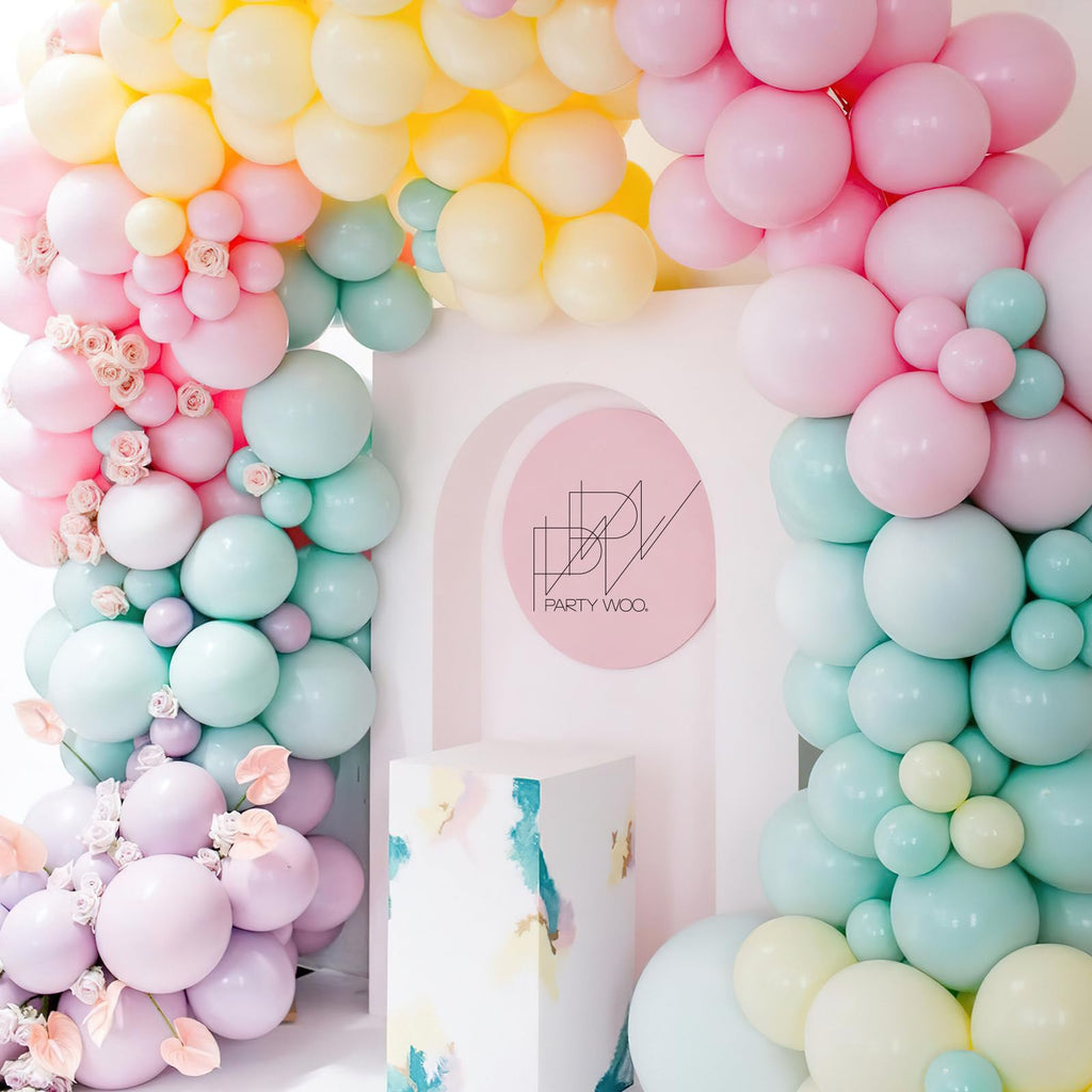 PartyWoo Pastel Balloons 50 Pcs - 5 Inch Mini Rainbow Latex for Party Decorations