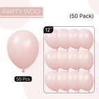 PartyWoo Dusty Pink Balloons 50pcs 12in – Boho Blush Latex Party Decor