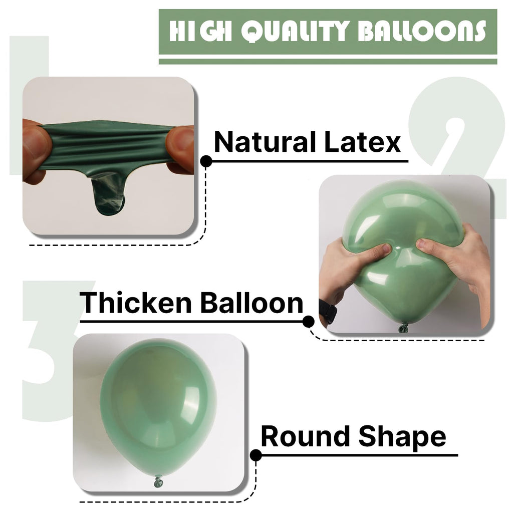 PartyWoo Dusty Green Balloons – 50ct, 5in Matte Sage (Boho)