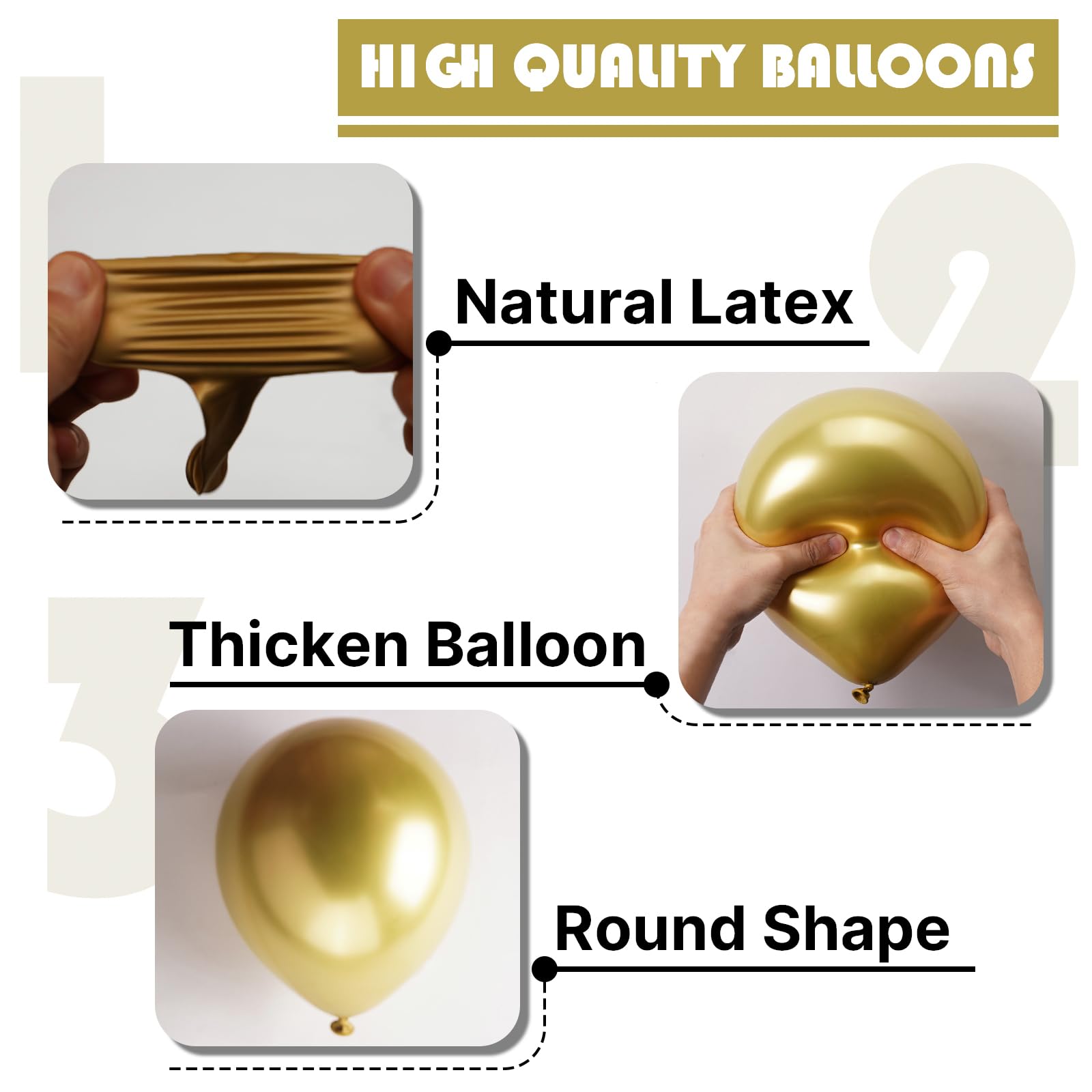 PartyWoo Metallic Gold Balloons – 50pcs, 5-inch Chrome Gold Latex for Birthday, Wedding & More