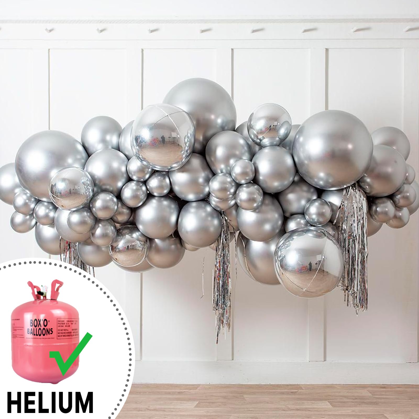 PartyWoo Metallic Silver Balloons 36-inch Giant 4-Piece Set – Weddings, Graduations & Celebrations