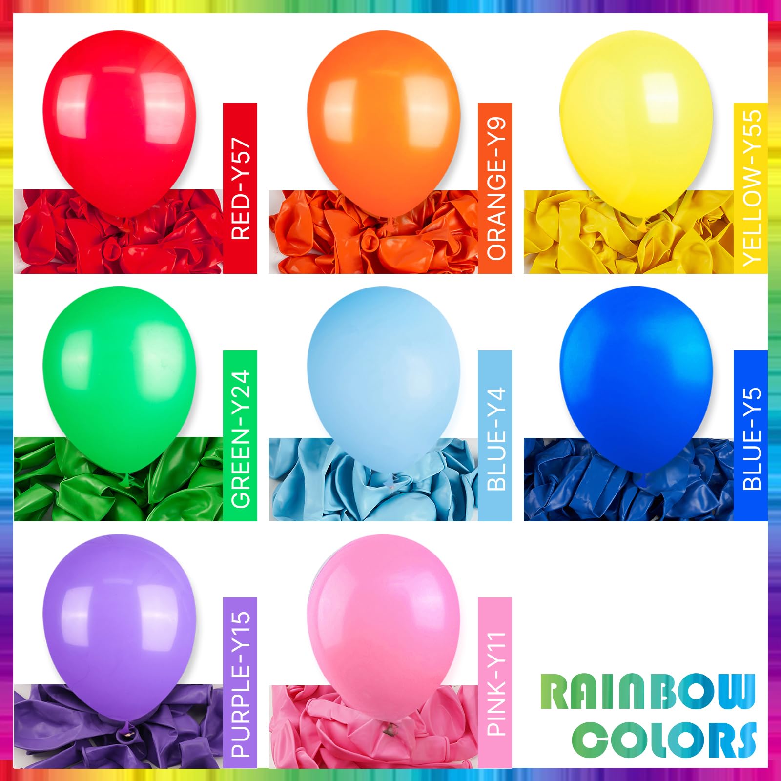 PartyWoo Rainbow Balloons 100pc – 5" Assorted Colors for Celebrations