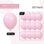 PartyWoo Light Pink Balloons 50pcs 12in – Pastel Baby Pink Party Decor for Baby Shower, Wedding & More
