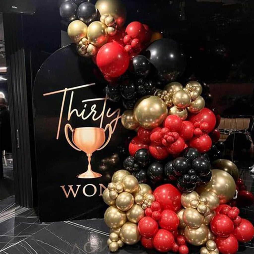 PartyWoo Red Black Gold Balloon Arch Kit – 140pc Matte Balloons for Celebrations