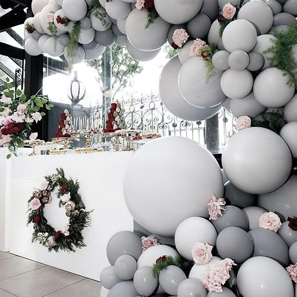 PartyWoo Gray Balloons 120pcs Matte Latex Balloon Arch Kit 18/12/10/5 Inch for Baby Shower Graduation Wedding | Gray-Y71