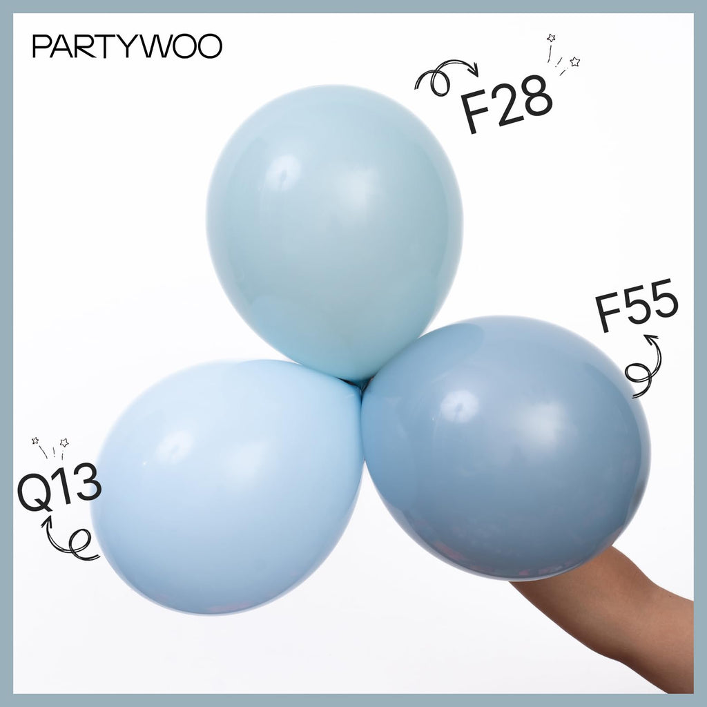 PartyWoo Dusty Blue Balloons 85pcs – Boho Arch Kit for Parties