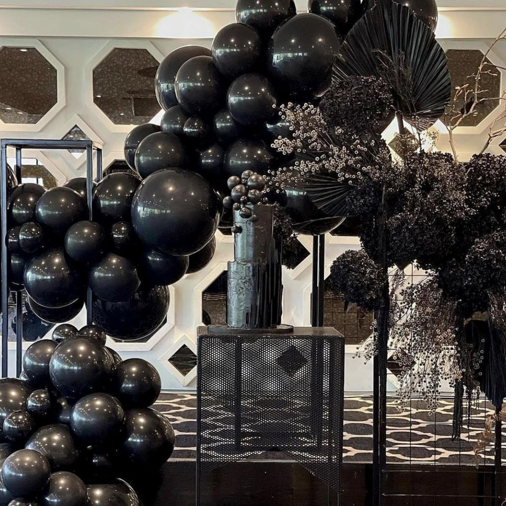 PartyWoo Black Balloons 140 Pcs | 18/12/10/5 Inch Arch Kit Garland for Parties
