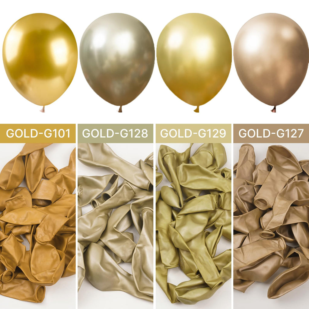 PartyWoo Gold Balloons 130pcs Arch Kit – 18/12/10/5 Inch for Birthday & Wedding | Gold-G101