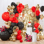 PartyWoo Red Black Gold Balloon Arch Kit – 140pc Matte Balloons for Celebrations