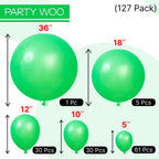 PartyWoo Green Balloons – 127 Pcs in 5 Sizes Balloon Arch Kit for Parties
