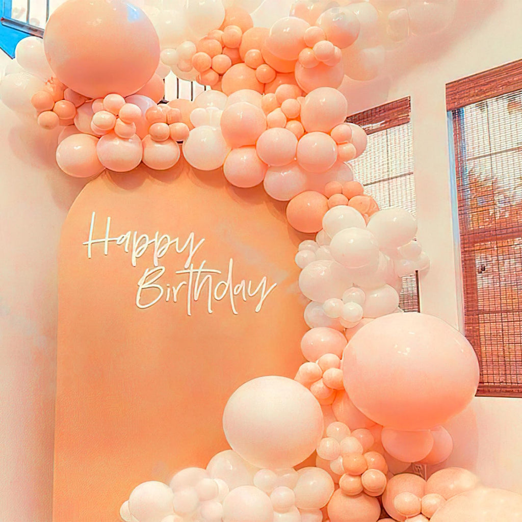 PartyWoo Peach Balloons 140pcs – Light Orange & Blush Pink Latex Arch Kit