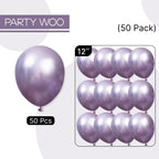 PartyWoo Metallic Purple Balloons – 50pcs, 12in Chrome Purple for Graduation, Weddings & Parties
