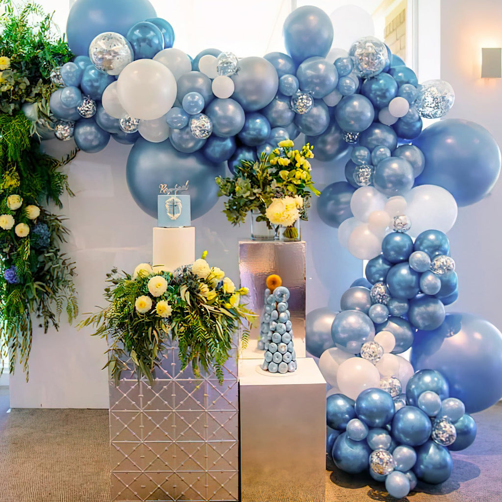 PartyWoo Light Blue Balloons – 140 Pcs in 18/12/10/5 Inches for Balloon Garland Arch & Party Decorations