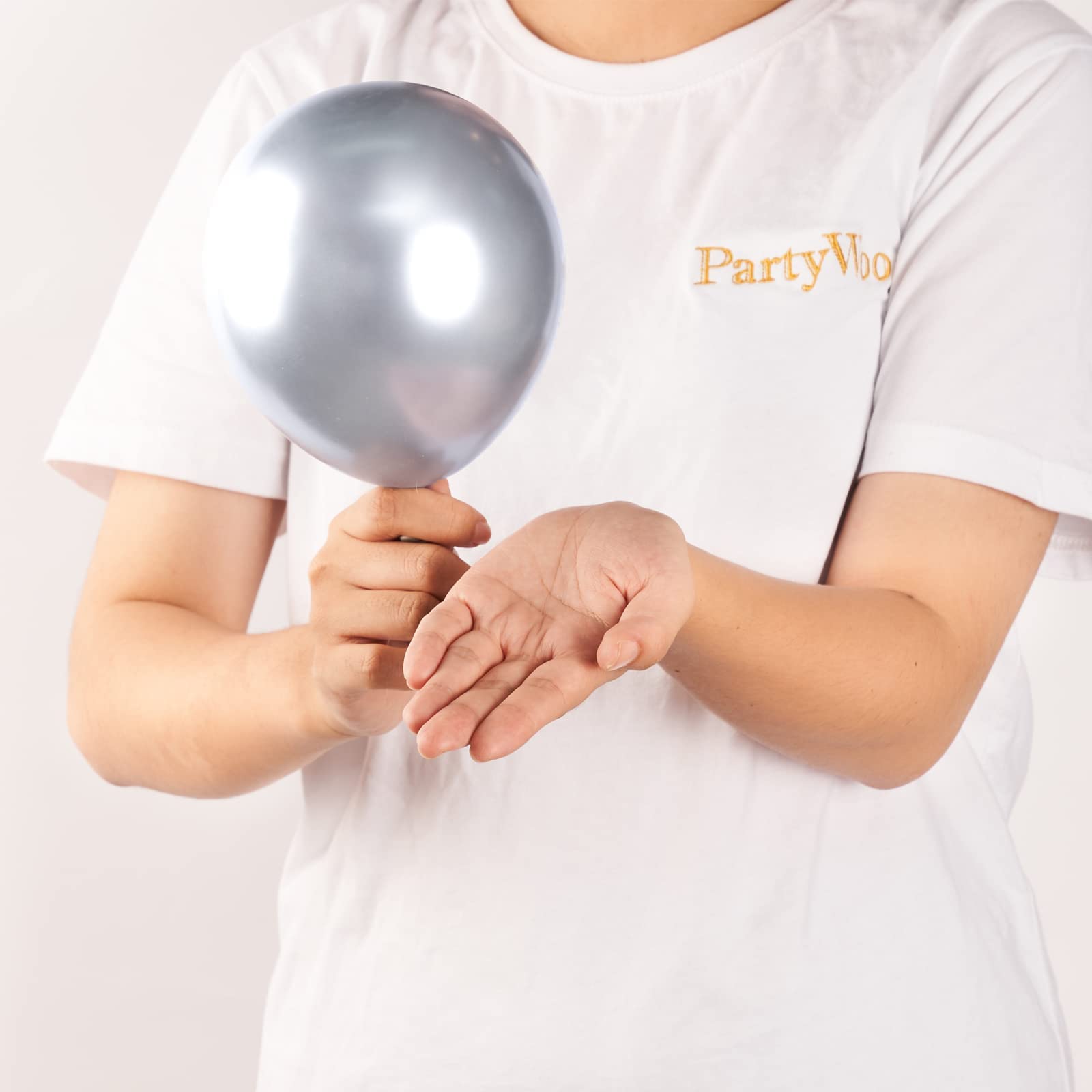 PartyWoo 50pcs Silver Metallic Balloons - 5inch for Garland or Arch | Birthday & Wedding Decor