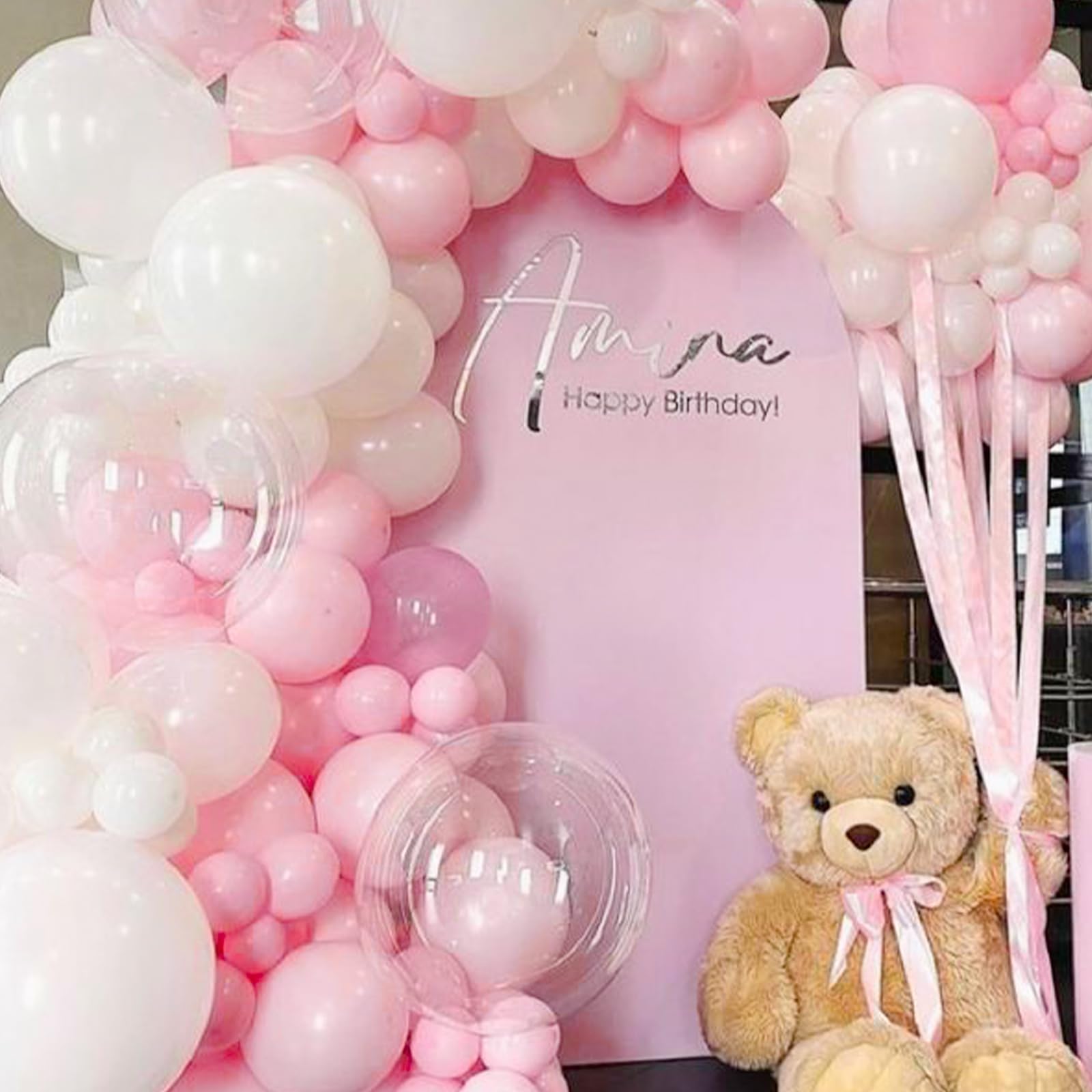 PartyWoo Pink and White Balloons - 140 Pcs Pastel Set for Garland & Arch