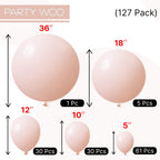 PartyWoo Pastel Orange Balloons 127pc Set — Arch Kit for Weddings & Parties