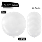 PartyWoo Clear Balloons 36in – 4pc Set for Weddings, Graduations & Baby Showers