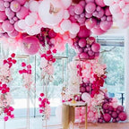 PartyWoo Hot Pink Balloons 140pc Arch Kit – 18/12/10/5in Metallic Pink Magenta & Fuchsia