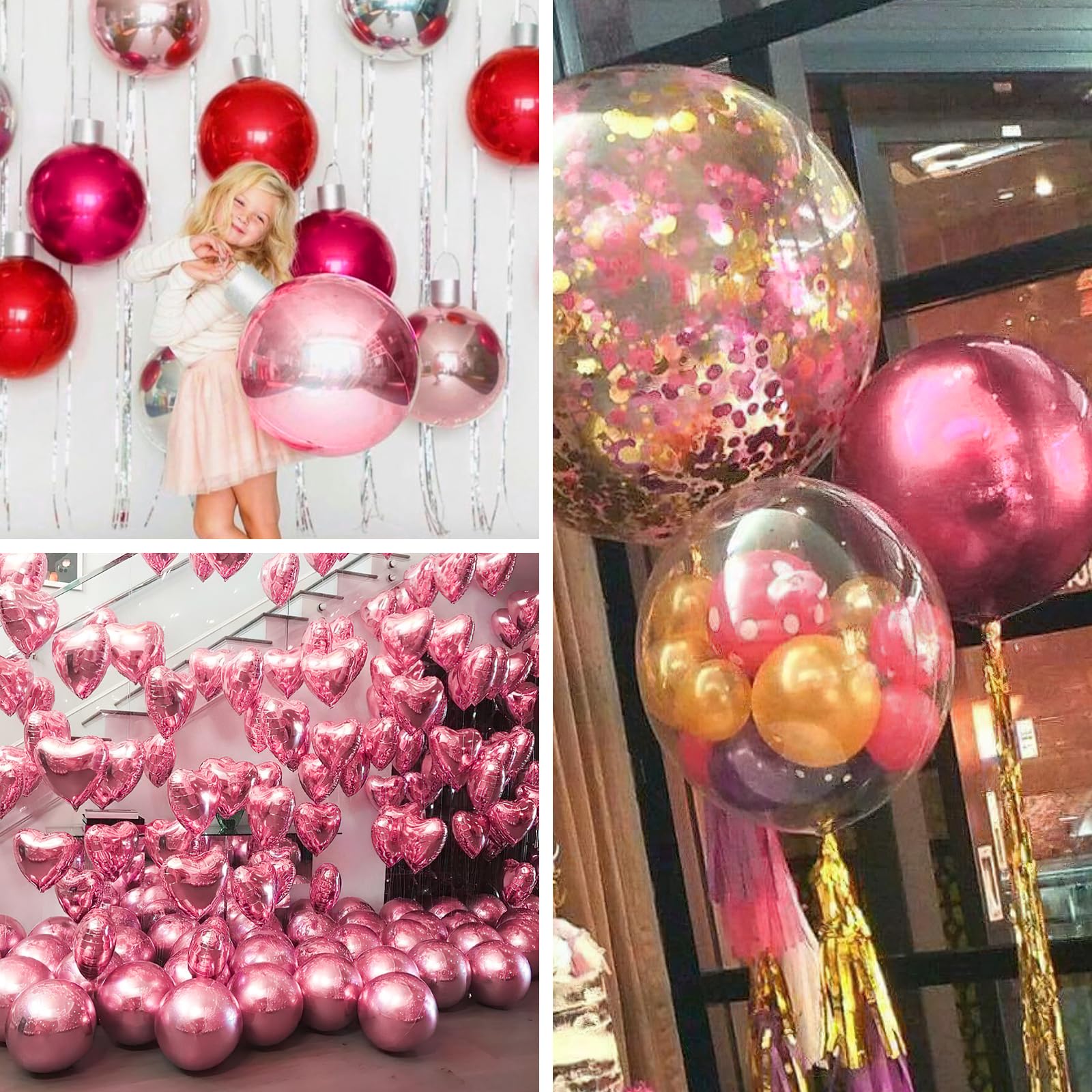 PartyWoo Pearl Pink Foil Balloons – 20pc 10/15/22in 4D Mylar Balloons for Baby Shower & Birthday Decor