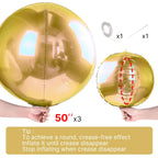PartyWoo Metallic Gold 50-Inch 3-Pack 4D Mirror Ball Mylar Balloons