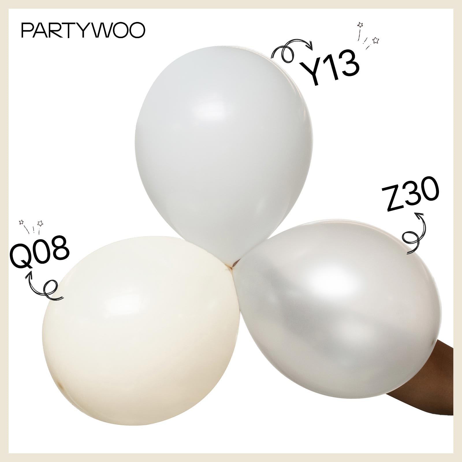 PartyWoo Beige Balloons 140pc Arch Kit – Ivory Cream 18/12/10/5in for Weddings & Parties