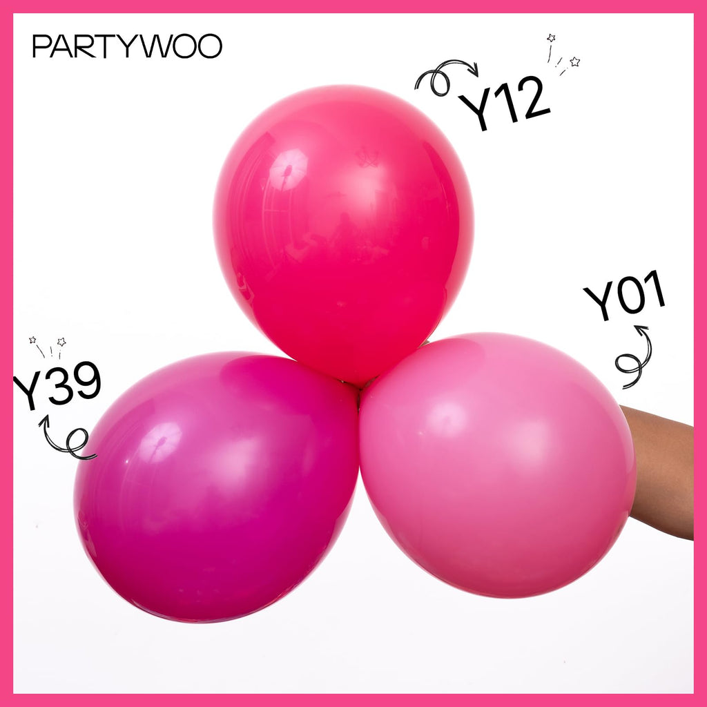 PartyWoo Hot Pink Balloons 100pc - 12in Magenta Fuchsia for Events