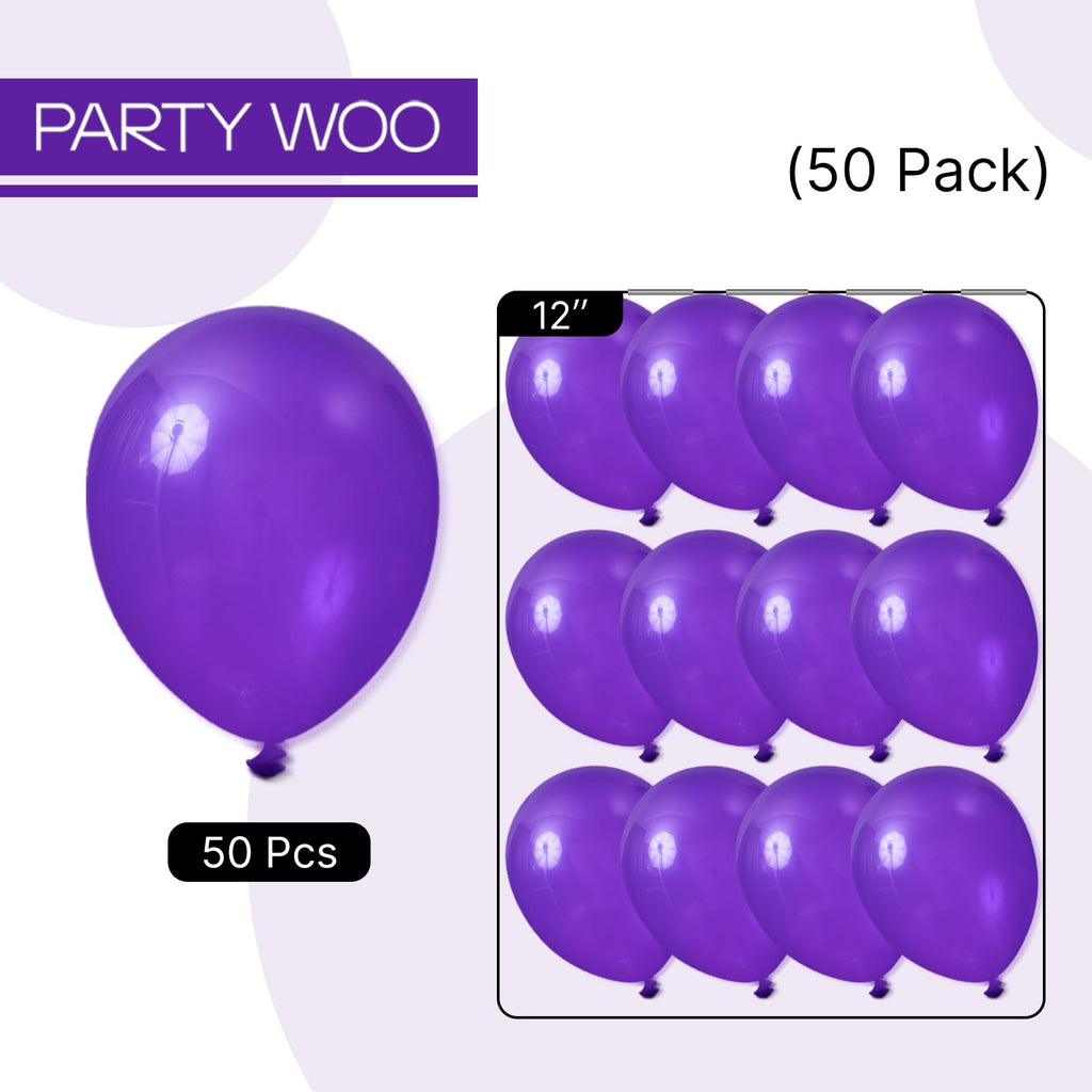 PartyWoo Dark Purple Balloons – 50pcs, 12in Royal Purple Latex Balloons for Birthday, Baby Shower & More