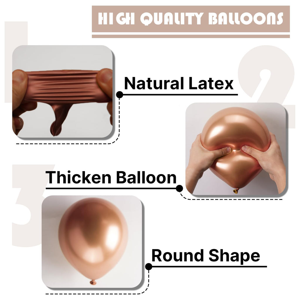 PartyWoo Metallic Rose Gold Balloons 140pcs – 18in/12in/10in/5in Balloon Arch Kit for Birthday & Events