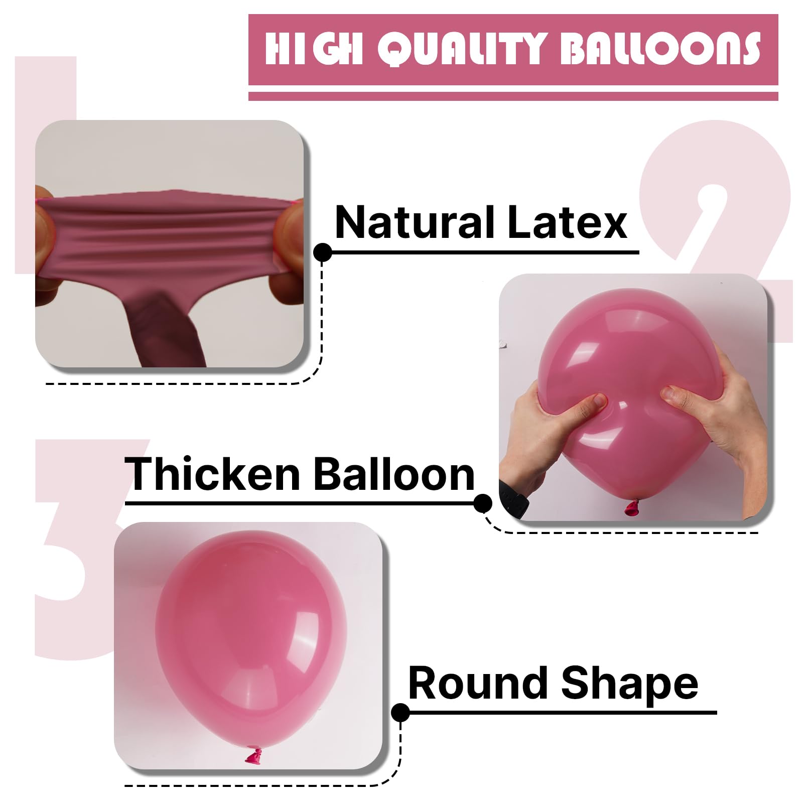 PartyWoo Mauve Balloons 50 Pcs, 12in – Dark Pink Boho Party Decor