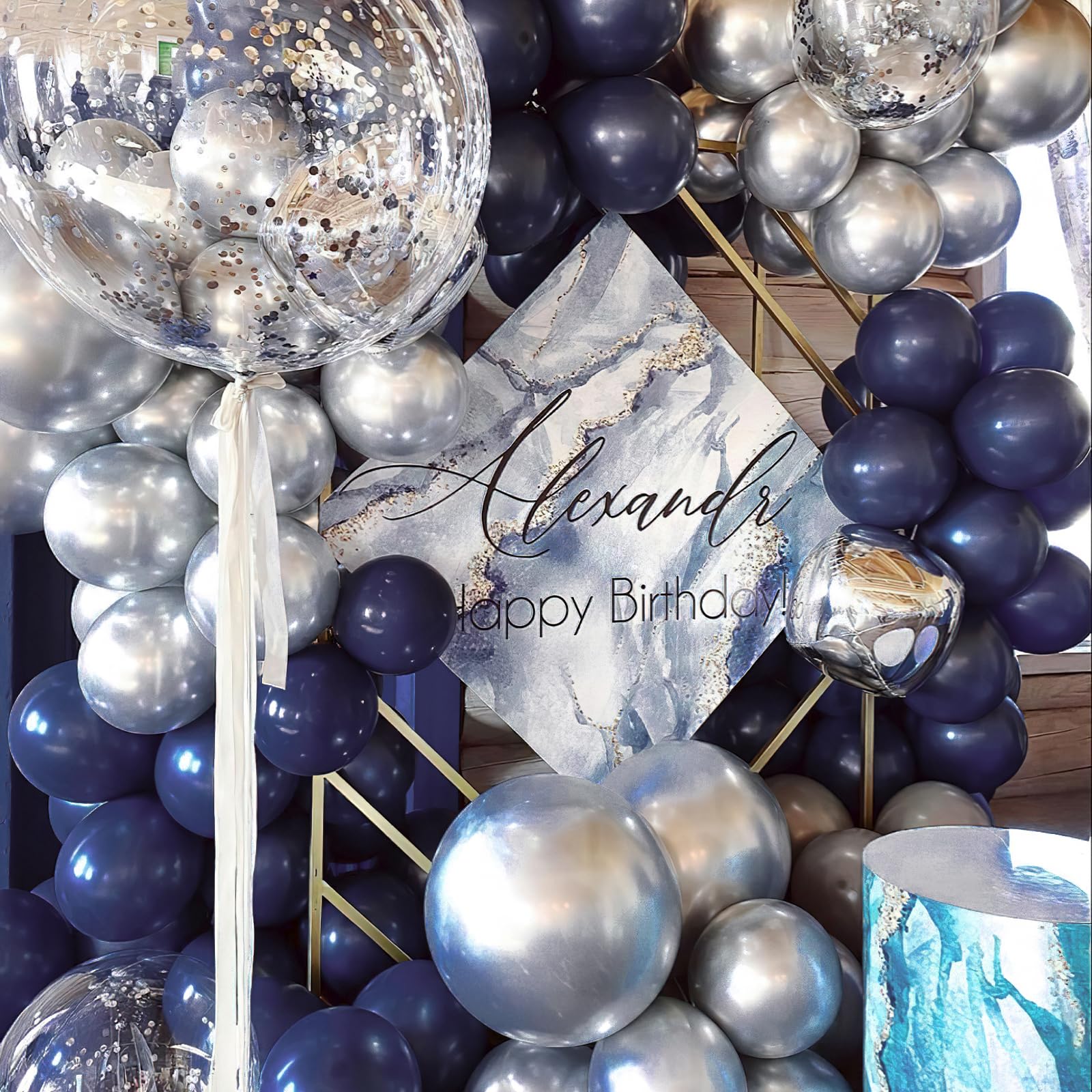 PartyWoo Metallic Navy Blue Balloons 50pc, 12in Chrome Blue for Celebrations