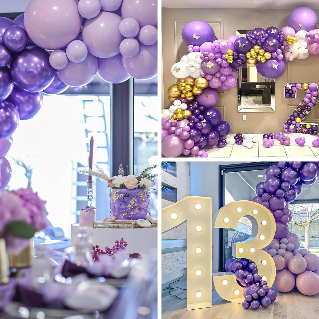 PartyWoo Metallic Purple Balloons – 50pcs, 12-inch Chrome Latex for Mardi Gras, Weddings & Parties