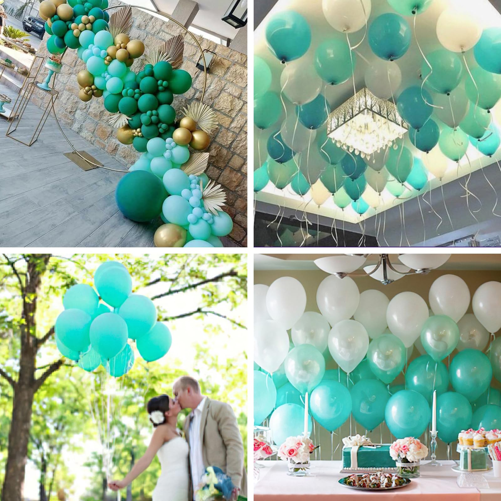 PartyWoo Teal Balloons 50 Pack 12in – Turquoise Aqua Blue Party Decor