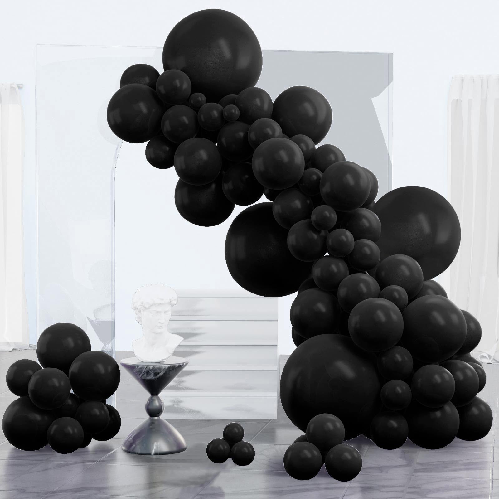 PartyWoo Black Balloons 152 Pcs Arch Kit – 18/12/10/5in for Party Decorations