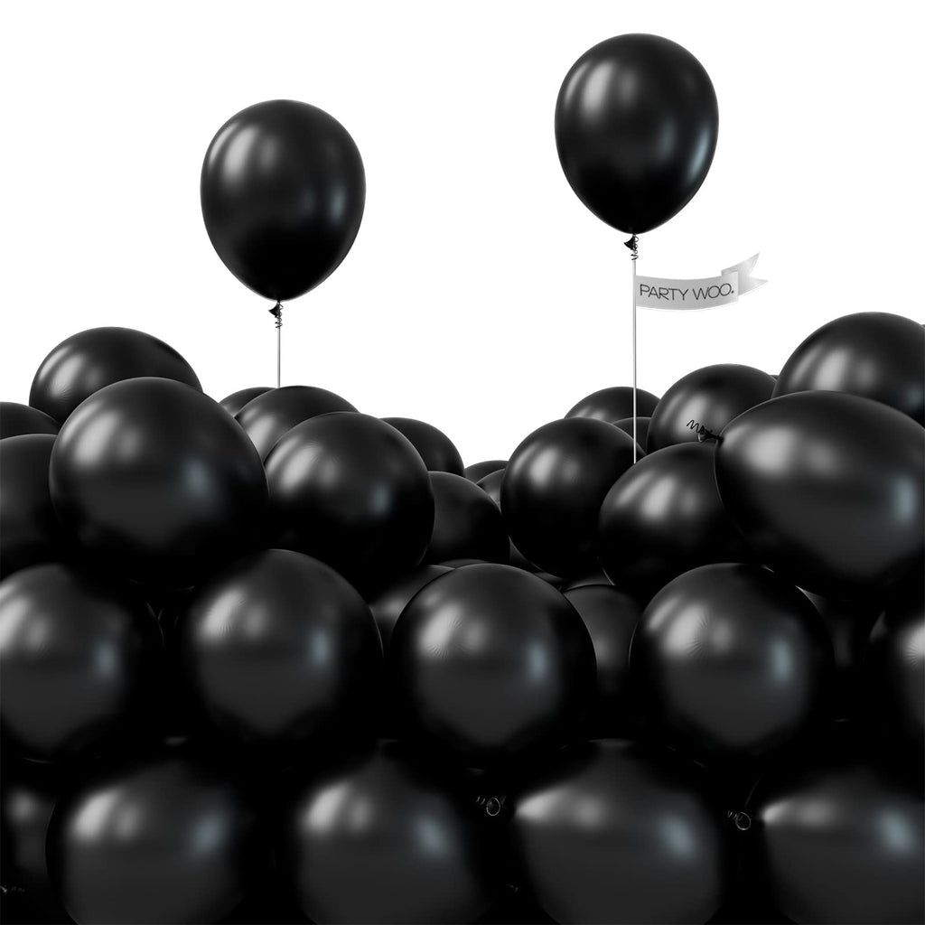 PartyWoo Black Balloons – 100pcs, 5-Inch Matte Latex Balloons for Weddings, Birthdays & Celebrations