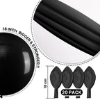 PartyWoo Black Balloons 18in Matte Latex – 20 Pack for Graduation, Birthday & Baby Shower