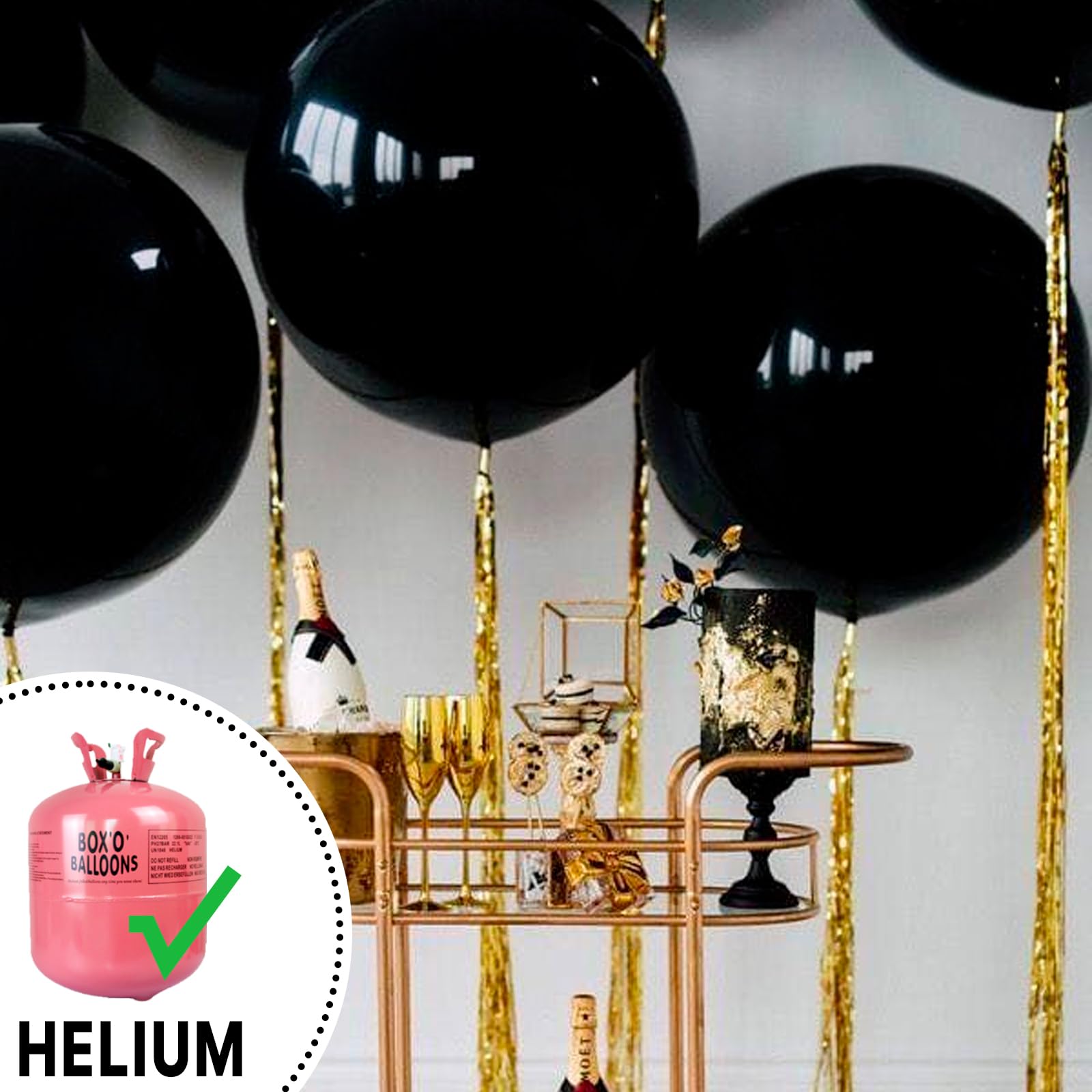 PartyWoo Black 36in Latex Balloons – 4pc Matte, Ideal for Parties & Celebrations