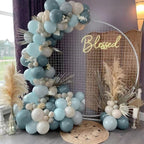 PartyWoo Blue & Gold Balloons - 140 Pcs Boho Latex for Balloon Garland & Birthday Decor