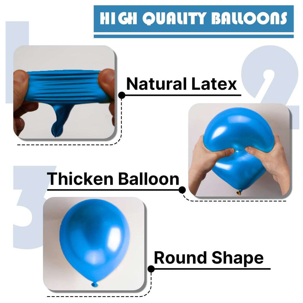 PartyWoo Metallic Blue Balloons 50 Pcs | 12in Chrome Latex Balloons for Weddings & Parties