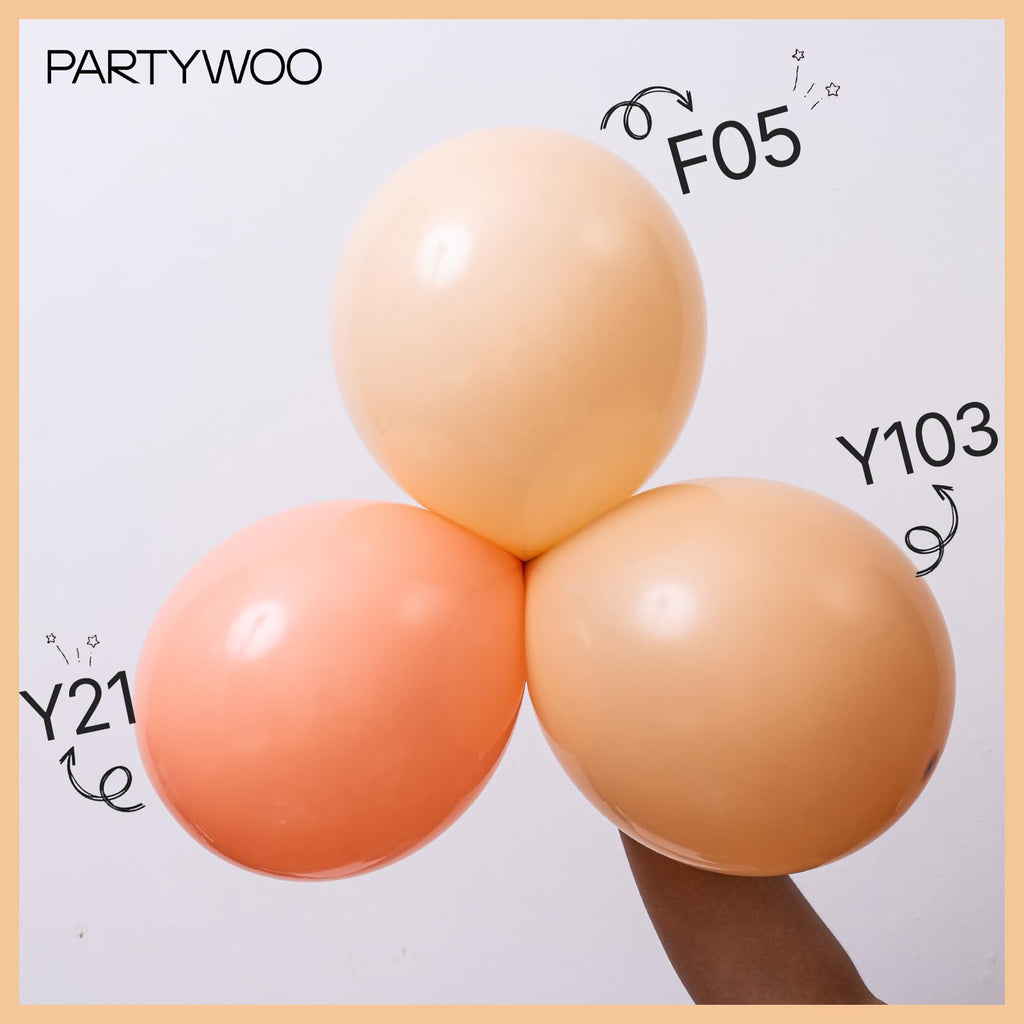 PartyWoo Nude Balloons 140pcs – Boho Apricot Neutral Arch Kit (18/12/10/5 Inch)