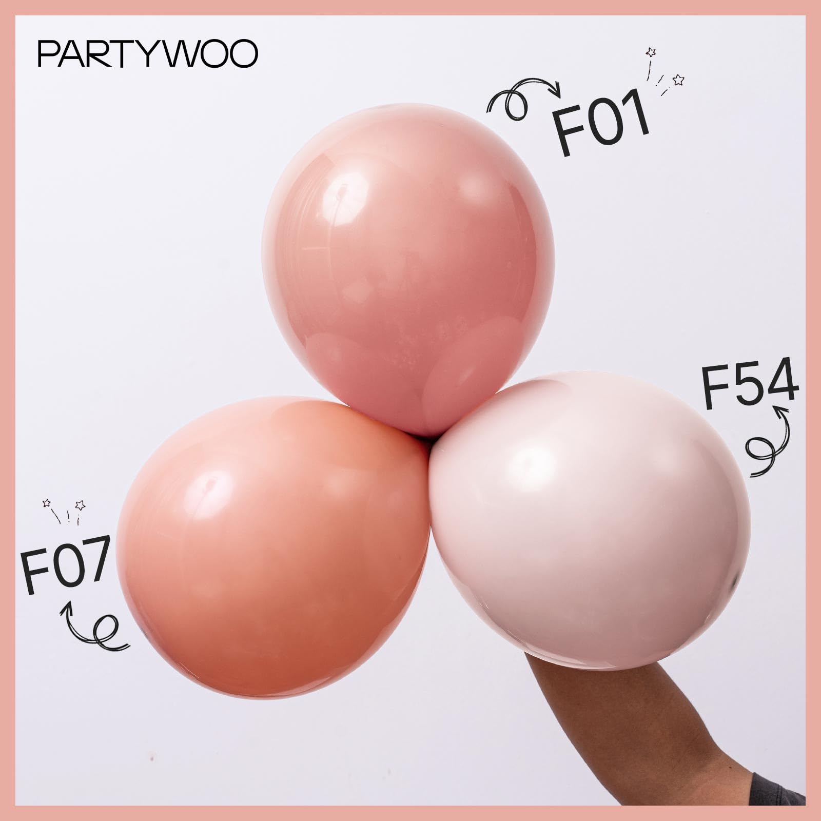 PartyWoo Dusty Pink Balloons 140pcs – 18/12/10/5in Latex Balloons for Birthday, Baby Shower, Graduation, Bachelorette Decorations Pink-F54