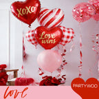 PartyWoo Valentine's Balloons Set – 15pc Red Heart Foil Balloons (18in & 24in)