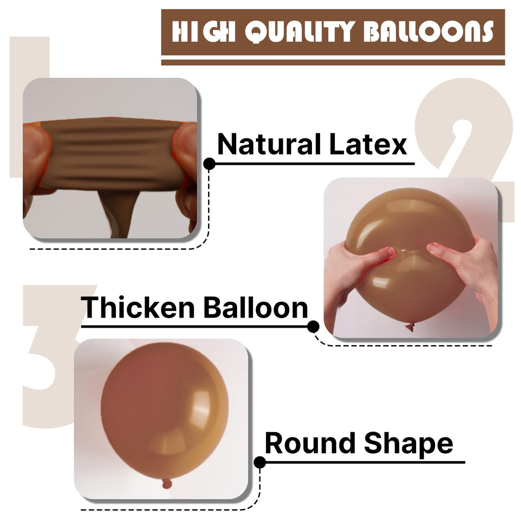 PartyWoo Brown Balloons Kit – 100 Pcs (18/12/10/5 In) for Wedding & Baby Shower