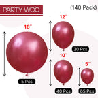 PartyWoo Pearl Burgundy Balloons Kit – 140pcs 18/12/10/5in Maroon Balloons for Weddings, Graduation, Birthday