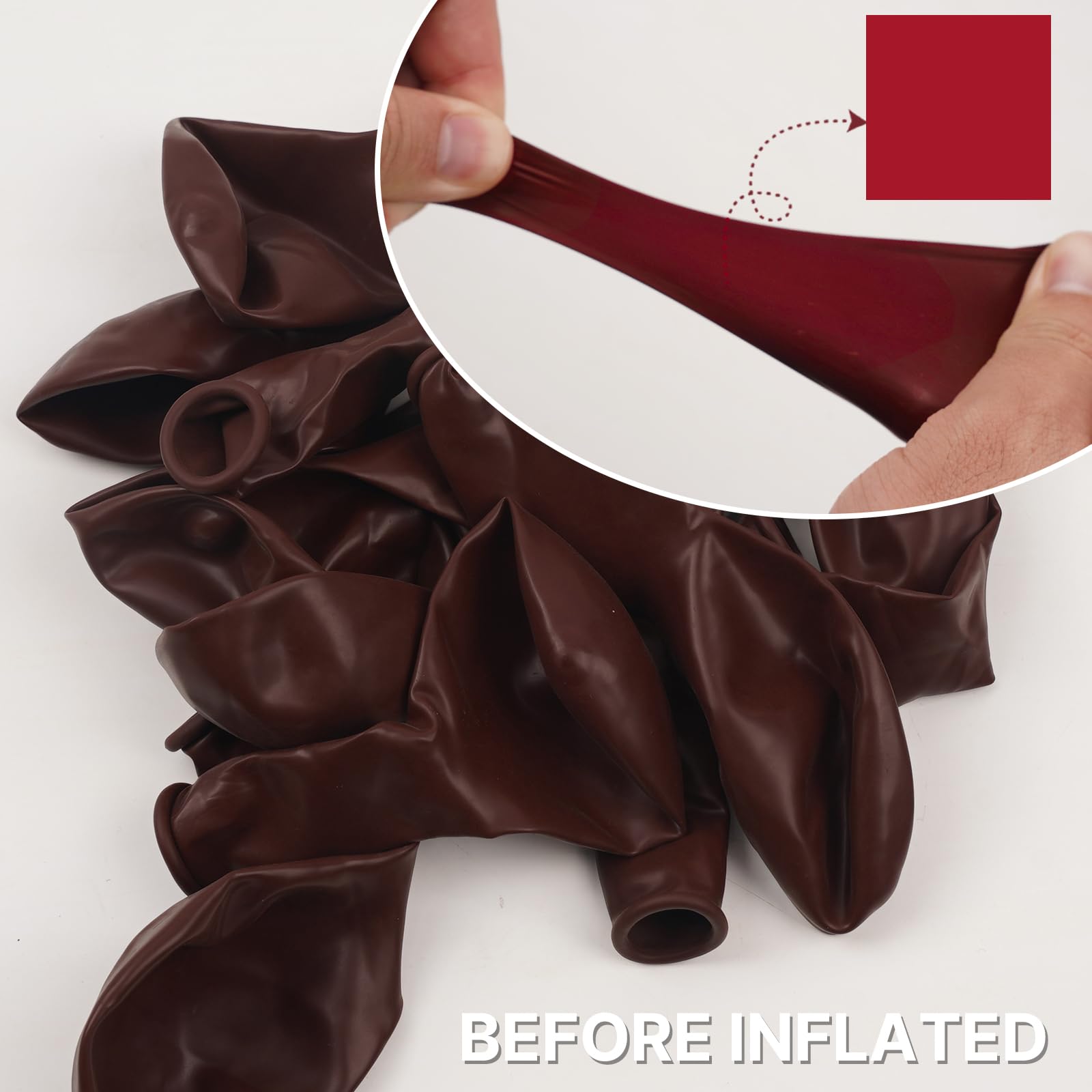 PartyWoo Burgundy Balloons 92 Pcs – Dark Chestnut Red Maroon Arch Kit for Parties